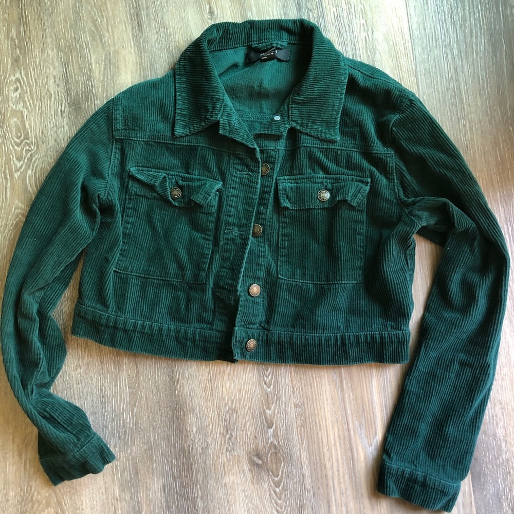 Forever 21 Forest Green Corduroy Cropped Jacket